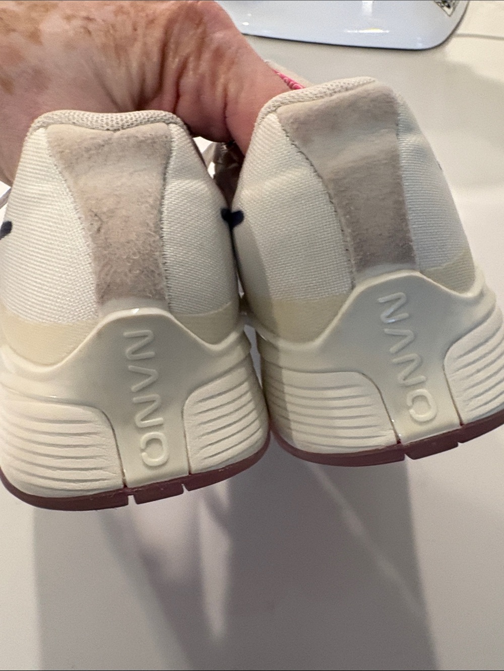 Reebok White Sneakers with Pink Logo and Navy Insole - Picture 8 of 10